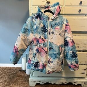 Hurley Girls' Blue and Pink Jacket. Size L (14/16)